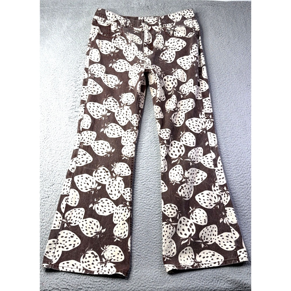 Urban Outfitters BDG Jeans Womens Size 32 Strawberry Pattern 90's Bootcut Brown